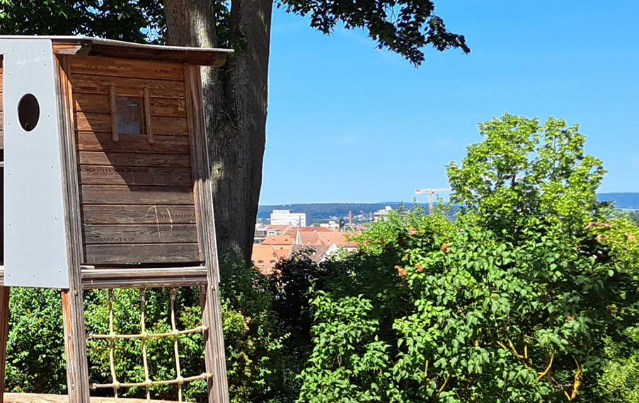 Slider Kletterhaus im Kopf der Homepage der Kindertagesstätte St. Johannes Bamberg mit Verlinkung
